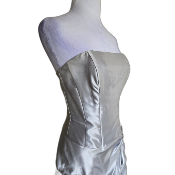 VTG Gunne Sax Silver Metallic Strapless Ruched Mini Dress 80s Y2K Glam Hoco Prom - Picture 6 of 11